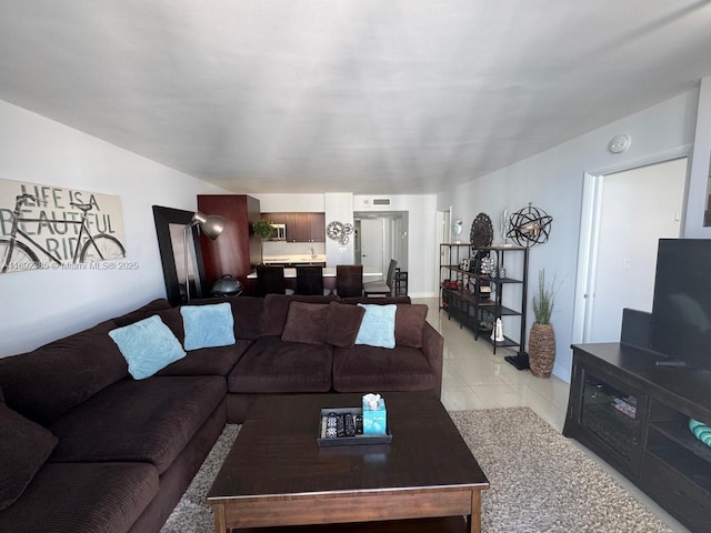 view of tiled living room