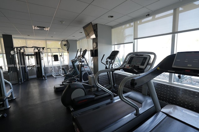 209 N Fort Lauderdale Beach Blvd Unit 7D, Fort Lauderdale, FL 33304 - gym featuring a drop ceiling