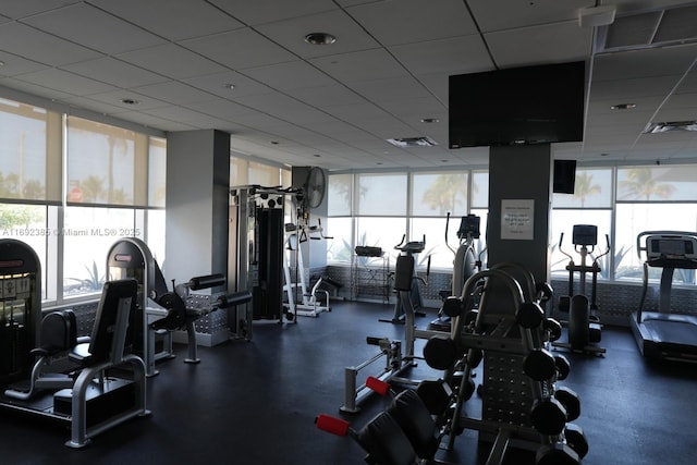 209 N Fort Lauderdale Beach Blvd Unit 7D, Fort Lauderdale, FL 33304 - workout area featuring healthy amount of natural light and a drop ceiling