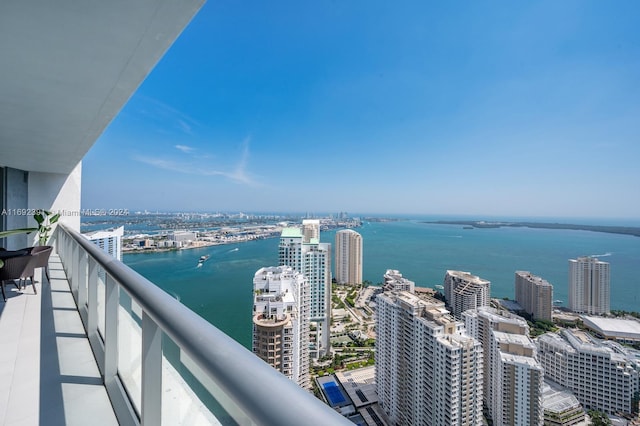 balcony with a water view