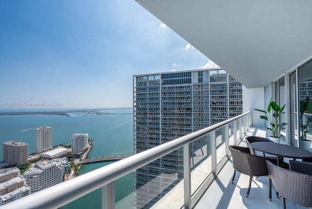 balcony with a water view