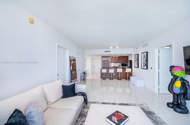 view of tiled living room