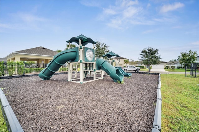 view of play area with a lawn