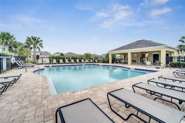 view of swimming pool featuring a patio