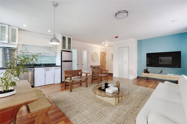 420 15th St Unit 107, Miami Beach, FL 33139 - living room featuring recessed lighting and wood finished floors