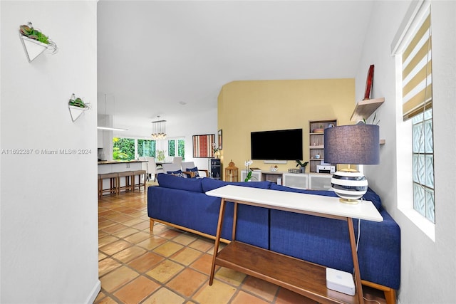 tiled living room with a healthy amount of sunlight