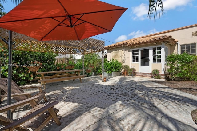 view of patio / terrace with a pergola