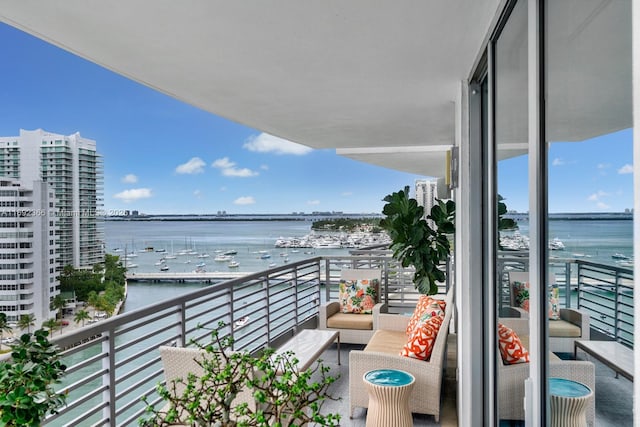 balcony with a water view