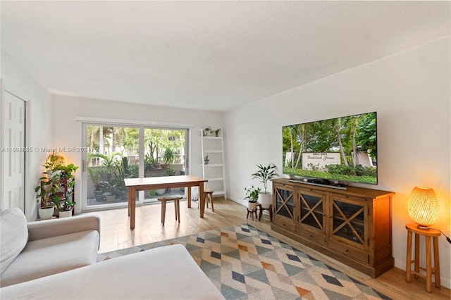 interior space with hardwood / wood-style floors and a textured ceiling