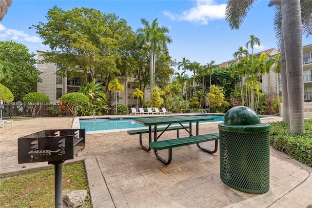 view of pool featuring a patio area