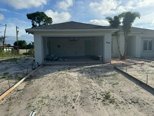 exterior space featuring a garage