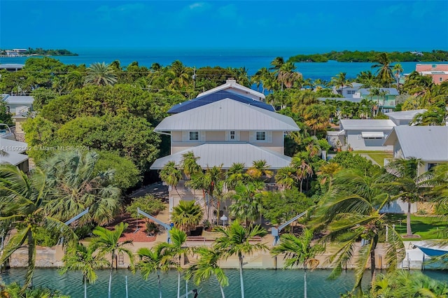 bird's eye view featuring a water view