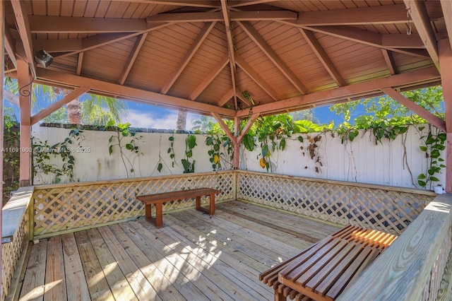 wooden deck with a gazebo