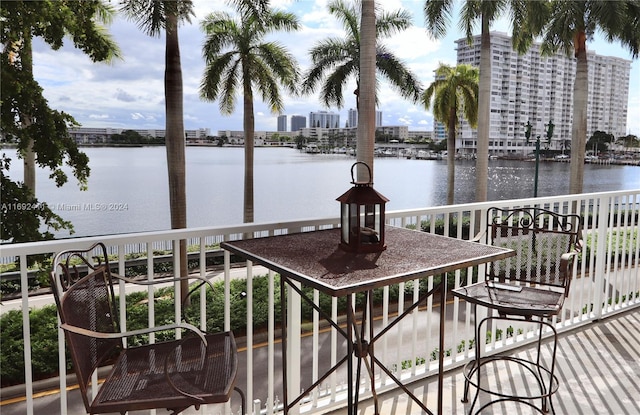 balcony with a water view