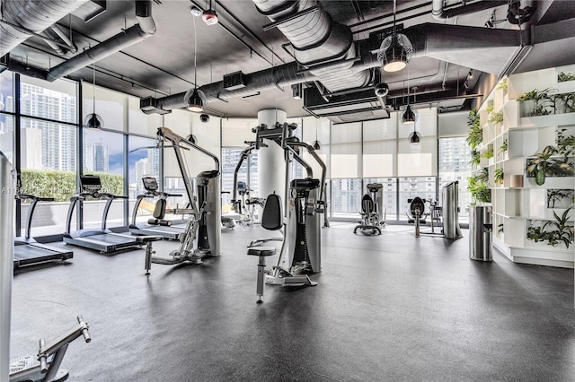 45 SW 9th St Unit 4306, Miami, FL 33130 - gym featuring a wall of windows