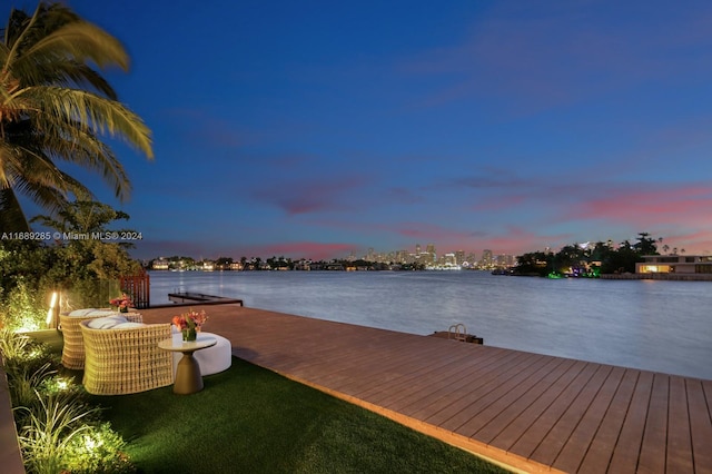 dock area featuring a water view