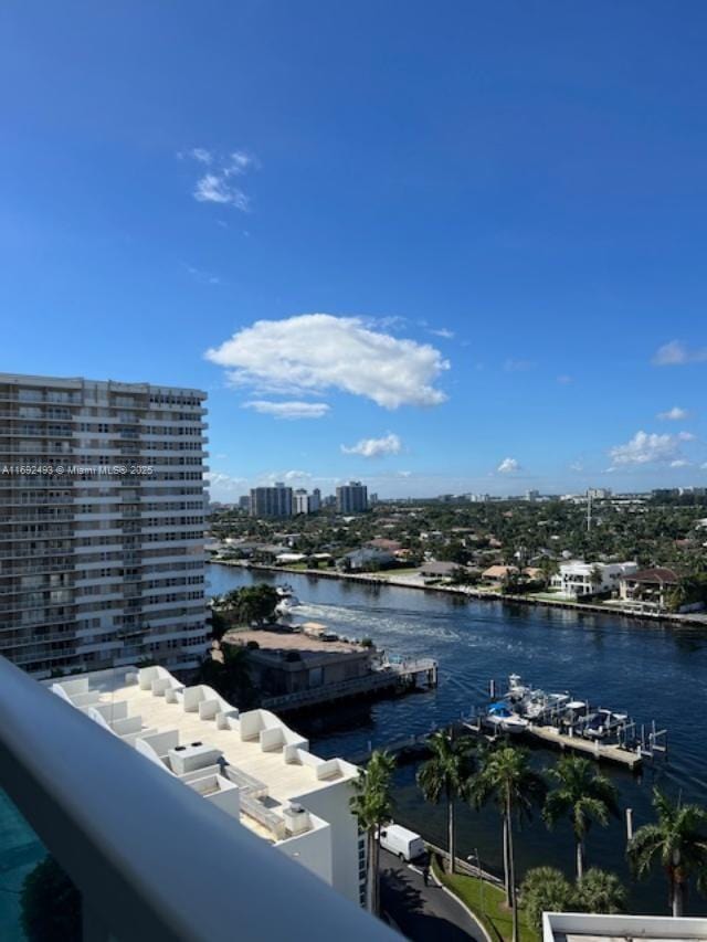 property view of water with a city view