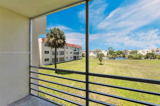 exterior space featuring a water view