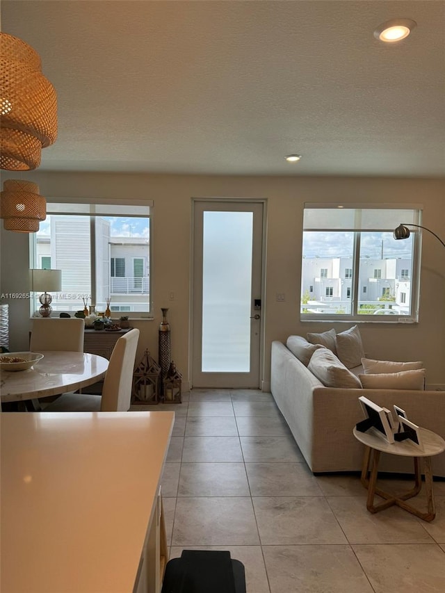 view of tiled living room