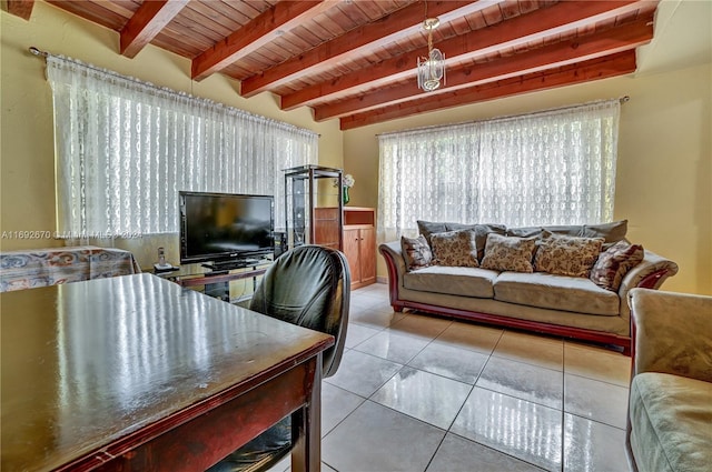 6525 Mayo St, Hollywood, FL 33023 - office space featuring a wooden ceiling with exposed beams and tile patterned flooring