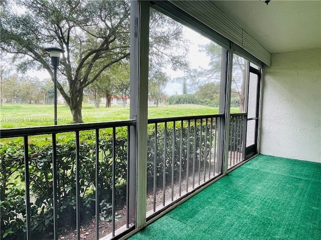 view of unfurnished sunroom