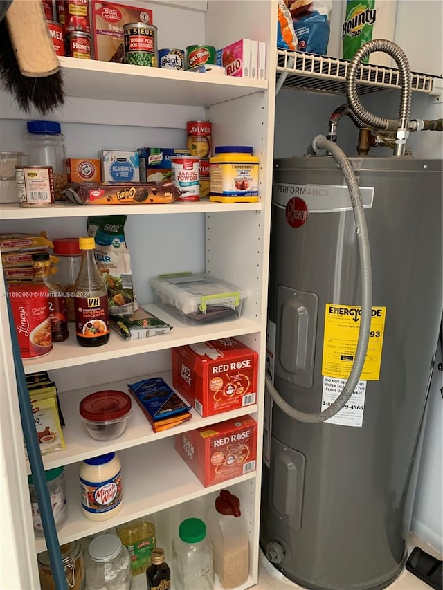 pantry with electric water heater