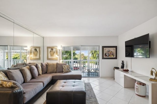 view of tiled living room