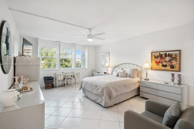 9111 E Bay Harbor Dr Unit 3E, Bay Harbor Islands, FL 33154 - bedroom with light tile patterned flooring and ceiling fan