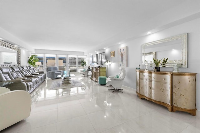 view of tiled living room