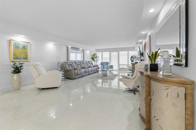 view of tiled living room