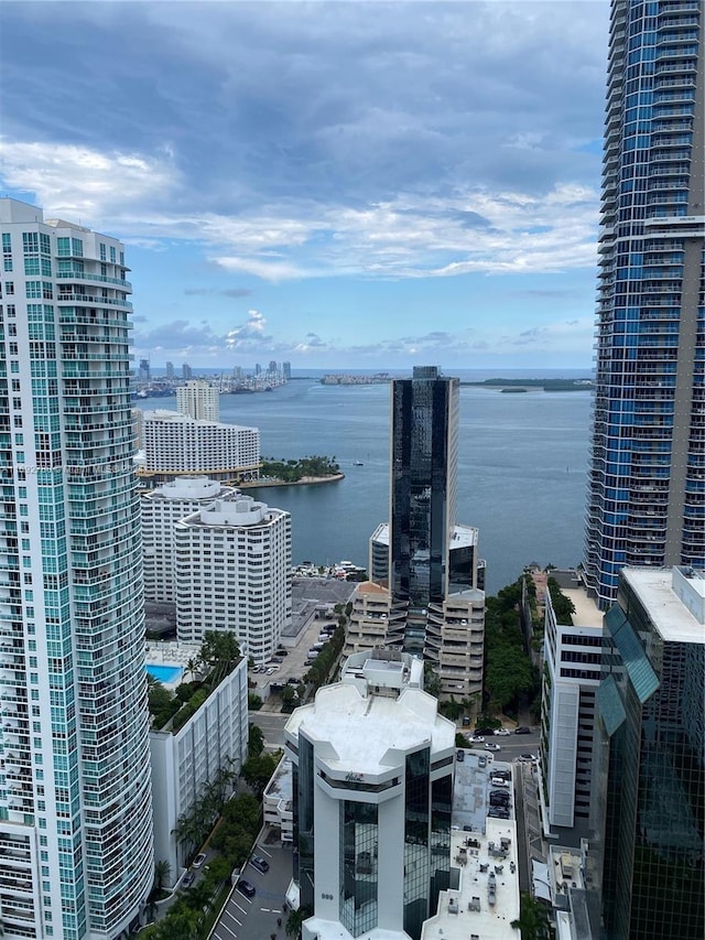 property's view of city with a water view