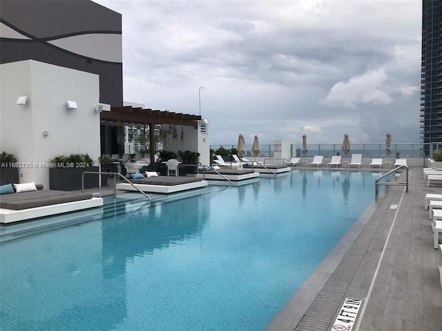 view of pool featuring a patio