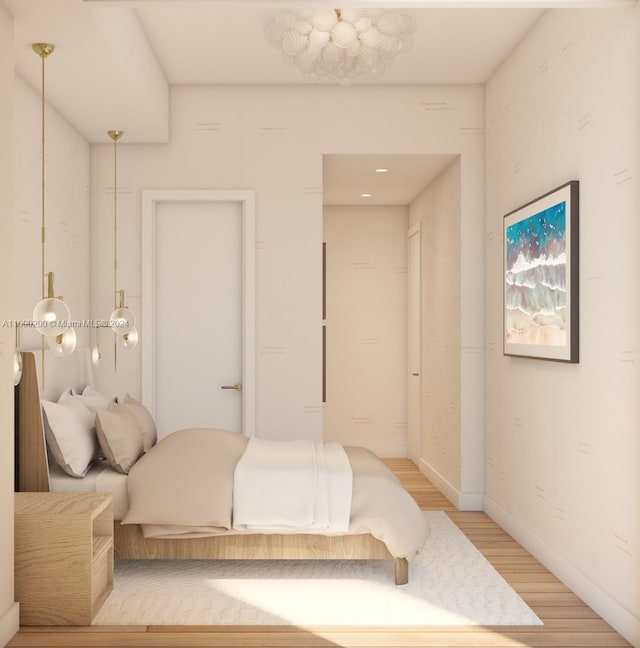 bedroom featuring light hardwood / wood-style flooring