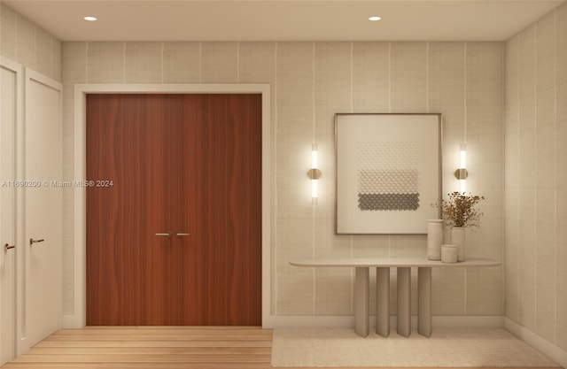 hallway featuring light wood-type flooring