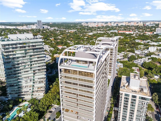 bird's eye view with a city view