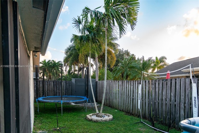 view of yard with a trampoline