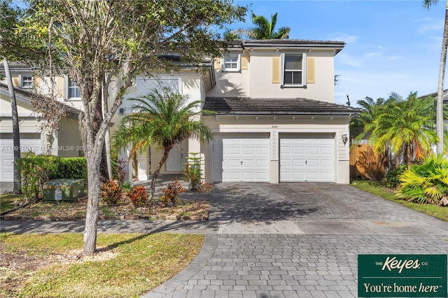 view of front of property featuring a garage