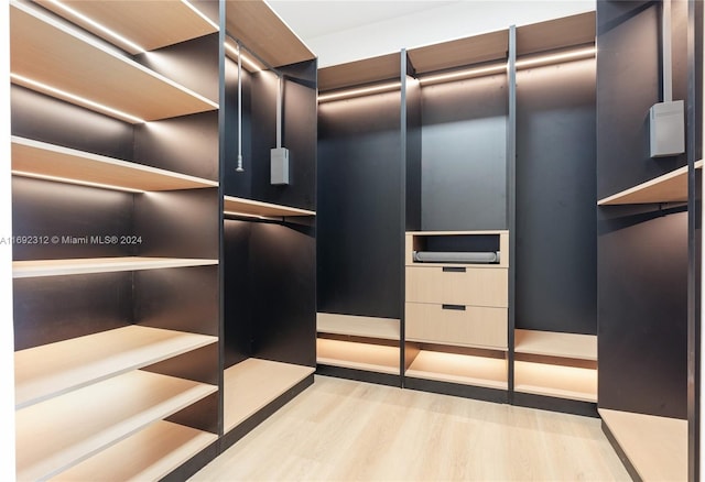 walk in closet featuring light wood-type flooring