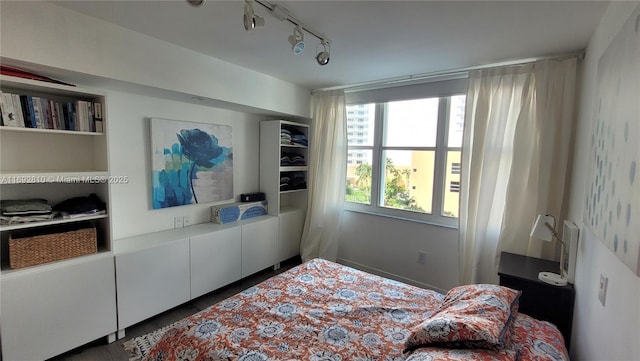 bedroom with rail lighting