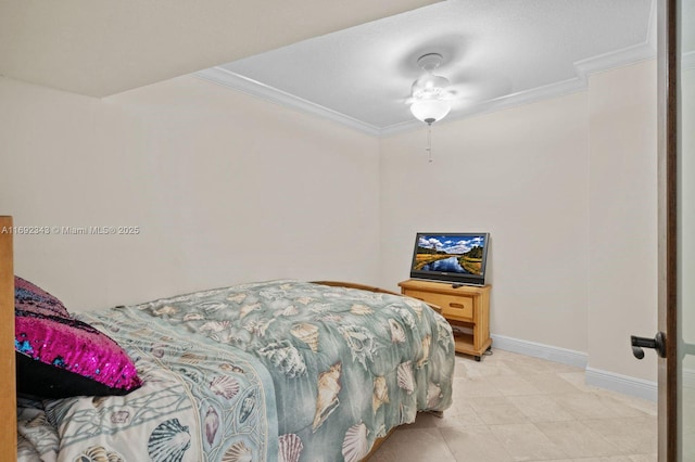 bedroom with ornamental molding