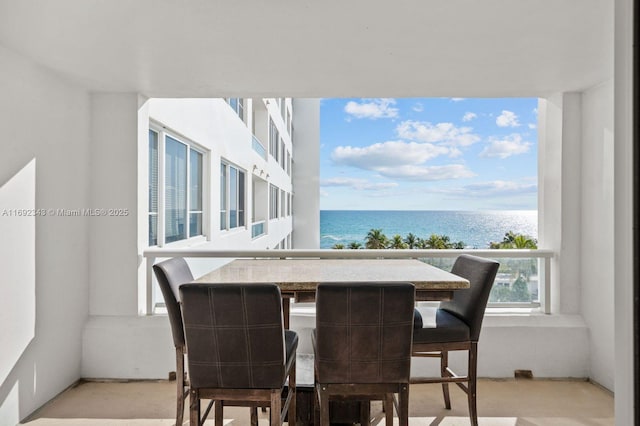 balcony with a water view