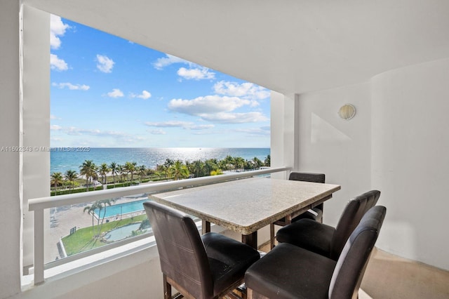 balcony with a water view