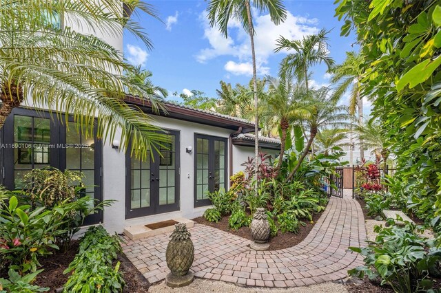 exterior space featuring french doors and a patio area