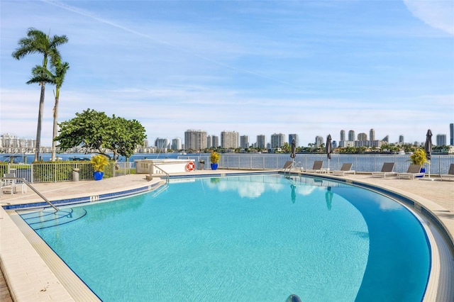 16570 NE 26th Ave Unit 2A, North Miami Beach, FL 33160 - community pool with a skyline view and a patio area