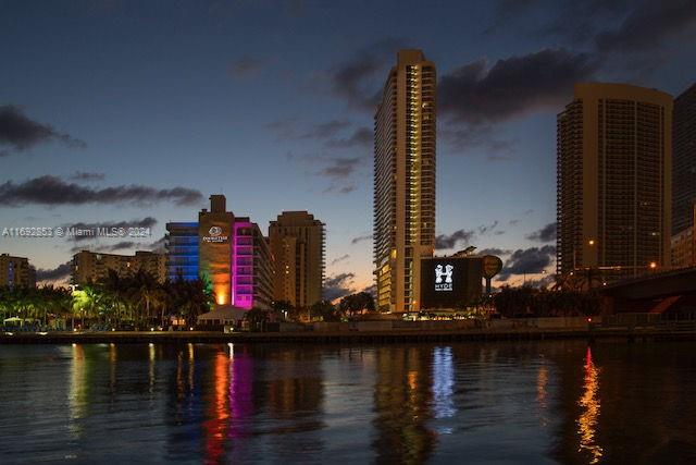 view of city with a water view