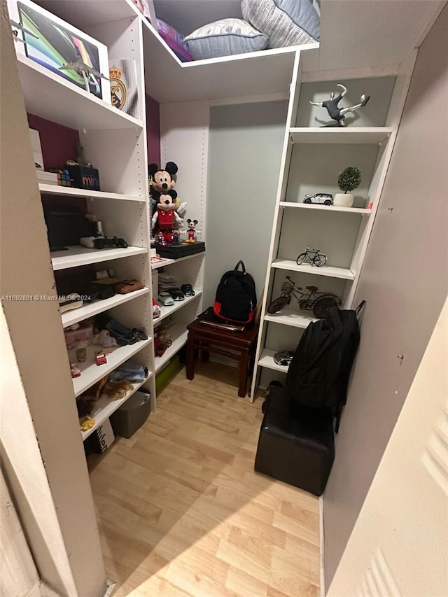 walk in closet featuring light hardwood / wood-style floors