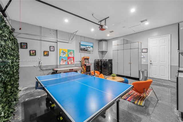 playroom featuring concrete flooring