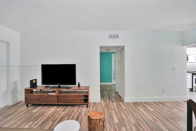 living room with light wood-type flooring