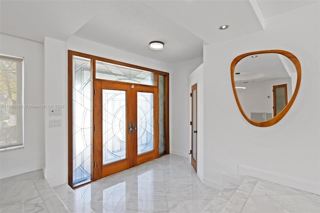 foyer entrance with french doors