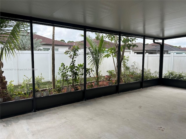 view of unfurnished sunroom